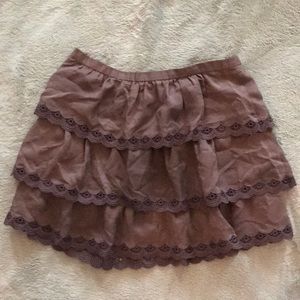 Tibi brown ruffled silk mini skirt